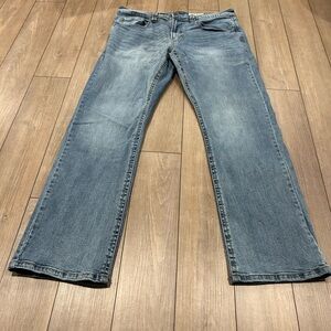 TK Axel Men's Blue Denim Slim Bootcut Jeans, Size 34x34, Medium Wash